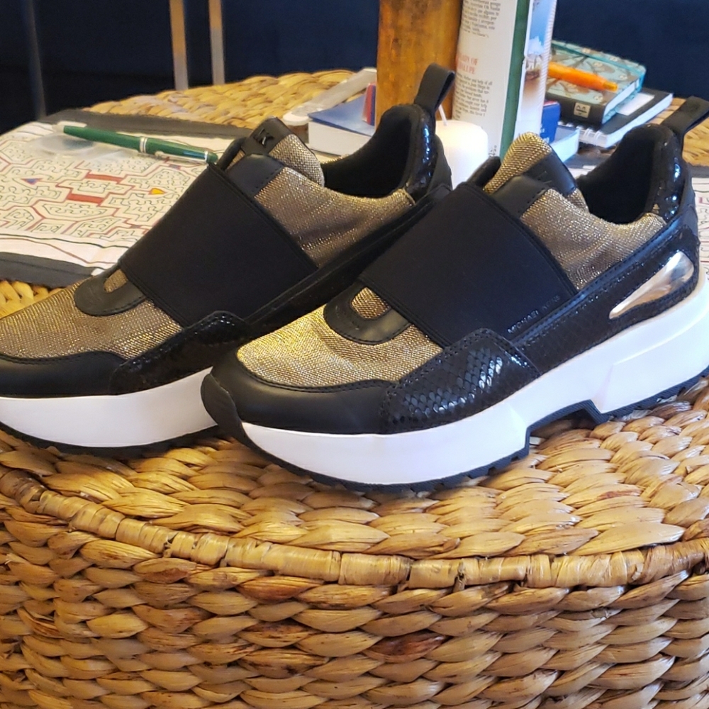 Michael Kors Black and Gold Sneakers size 8